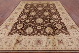 Brown Peshawar Handmade Wool Rug - 8' 0" X 9' 10" - Golden Nile