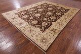 Brown Peshawar Handmade Wool Rug - 8' 0" X 9' 10" - Golden Nile