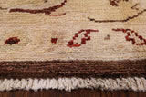 Brown Peshawar Handmade Wool Rug - 8' 0" X 9' 10" - Golden Nile