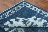 Blue Floral Over-dyed Rug 8 X 11 - Golden Nile