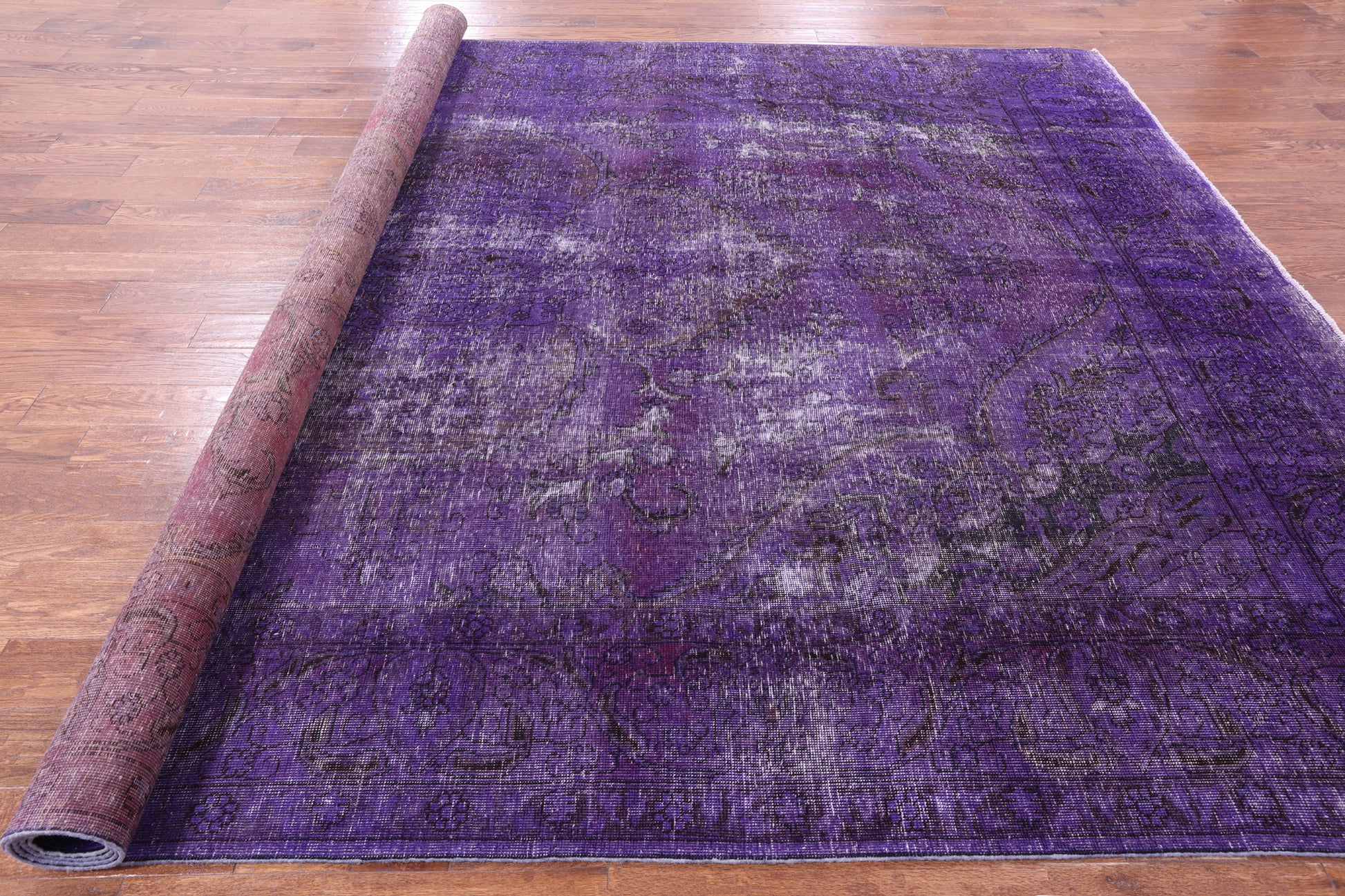 Purple Persian Overdyed Handmade Wool Rug - 9' 7" X 12' 10" - Golden Nile