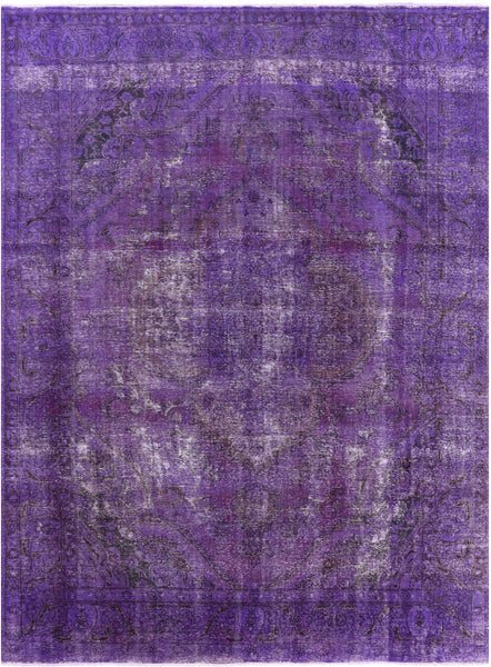 Purple Persian Overdyed Handmade Wool Rug - 9' 7" X 12' 10" - Golden Nile