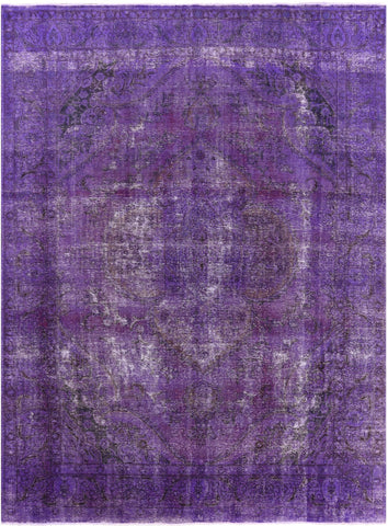 Purple Persian Overdyed Handmade Wool Rug - 9' 7