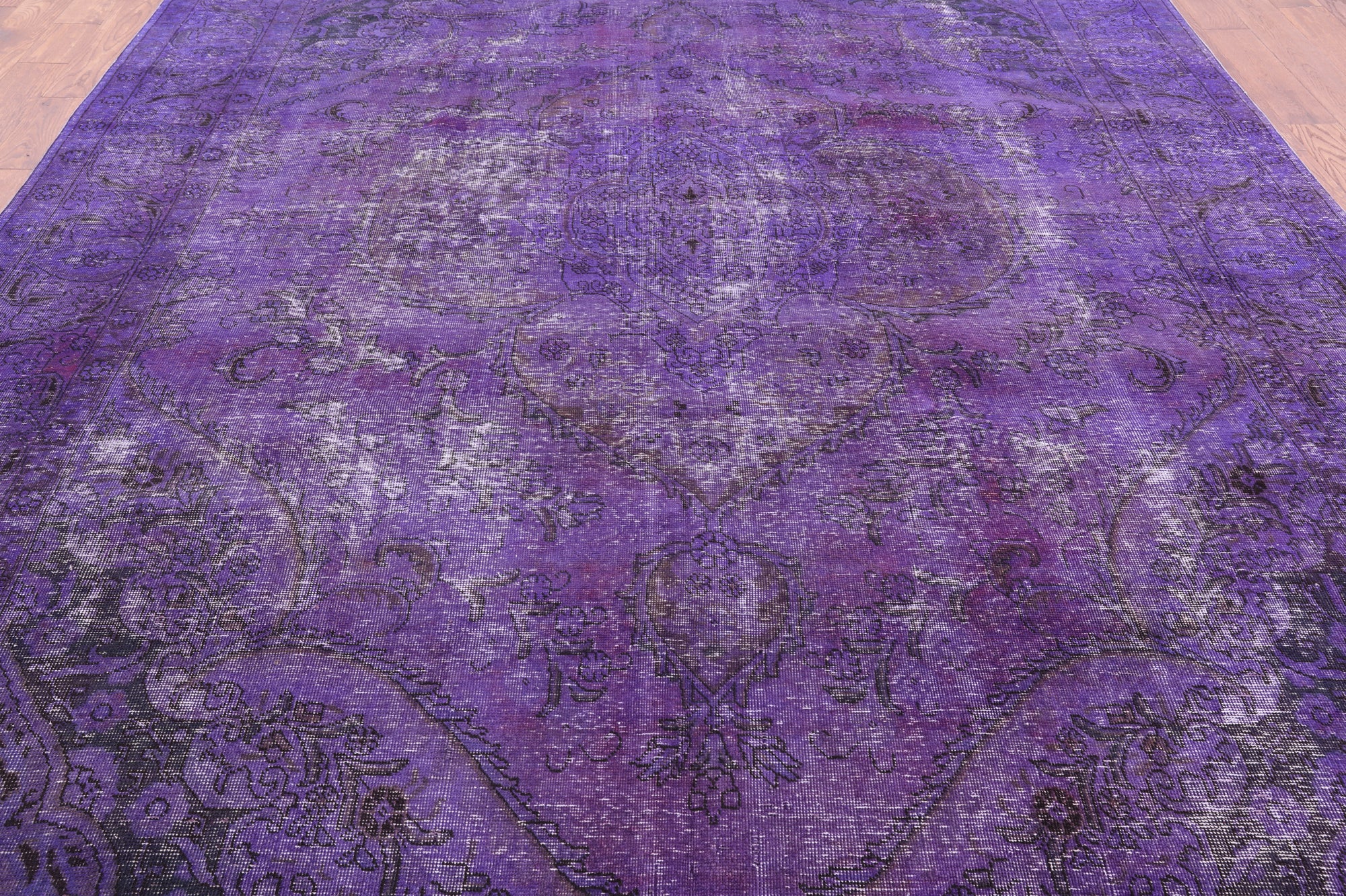 Purple Persian Overdyed Handmade Wool Rug - 9' 7" X 12' 10" - Golden Nile