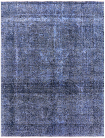 Blue Persian Overdyed Hand Knotted Wool Rug - 9' 6