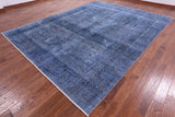 Blue Persian Overdyed Hand Knotted Wool Rug - 9' 6" X 12' 6" - Golden Nile