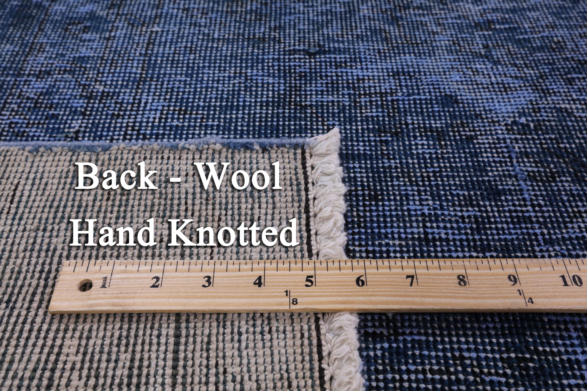 Blue Persian Overdyed Hand Knotted Wool Rug - 9' 6" X 12' 6" - Golden Nile