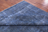 Blue Persian Overdyed Hand Knotted Wool Rug - 9' 6" X 12' 6" - Golden Nile