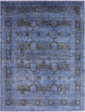 Blue Full Pile Overdyed Hand Knotted Wool Rug - 8' 10" X 11' 8" - Golden Nile