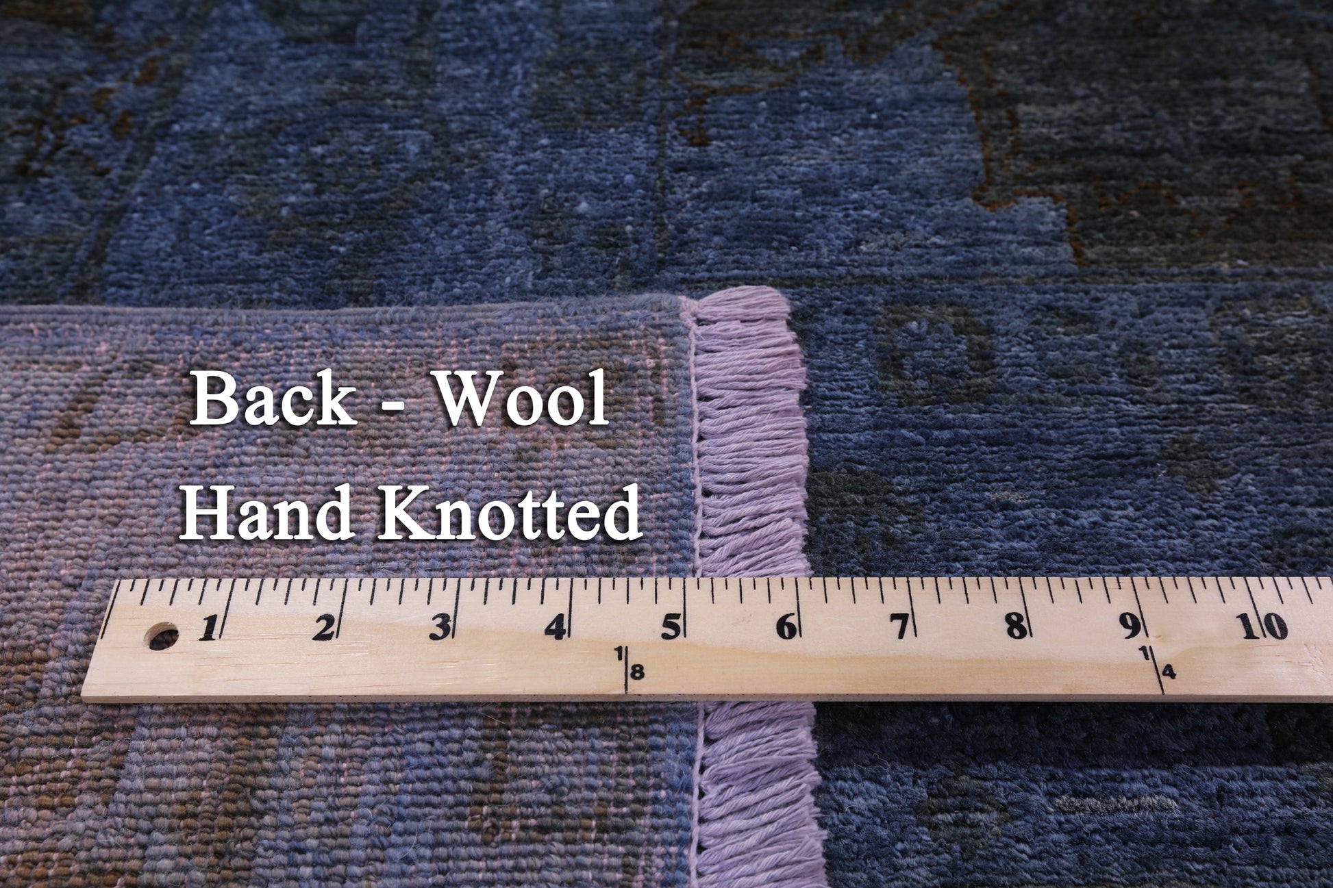 Blue Full Pile Overdyed Hand Knotted Wool Rug - 8' 10" X 11' 8" - Golden Nile