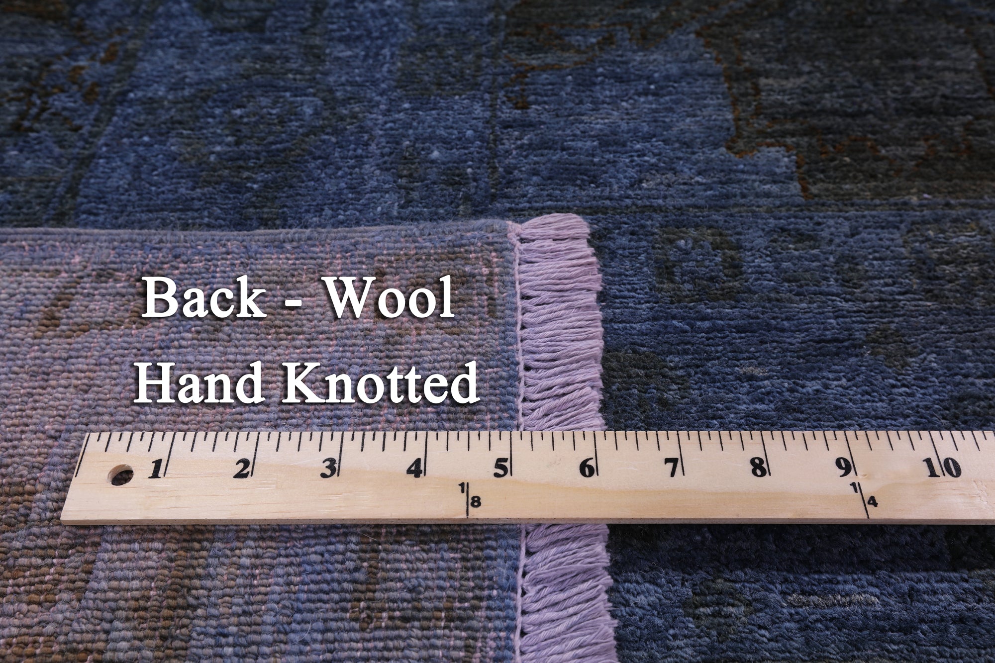 Blue Full Pile Overdyed Hand Knotted Wool Rug - 8' 10" X 11' 8" - Golden Nile