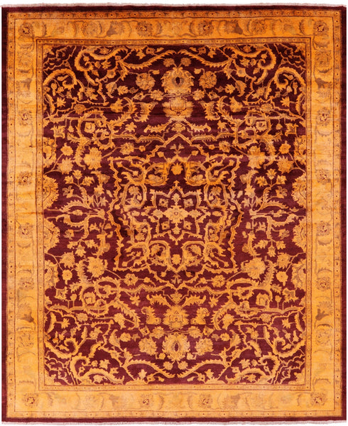 Full Pile Overdyed Hand Knotted Wool Rug - 8' 1" X 9' 6" - Golden Nile