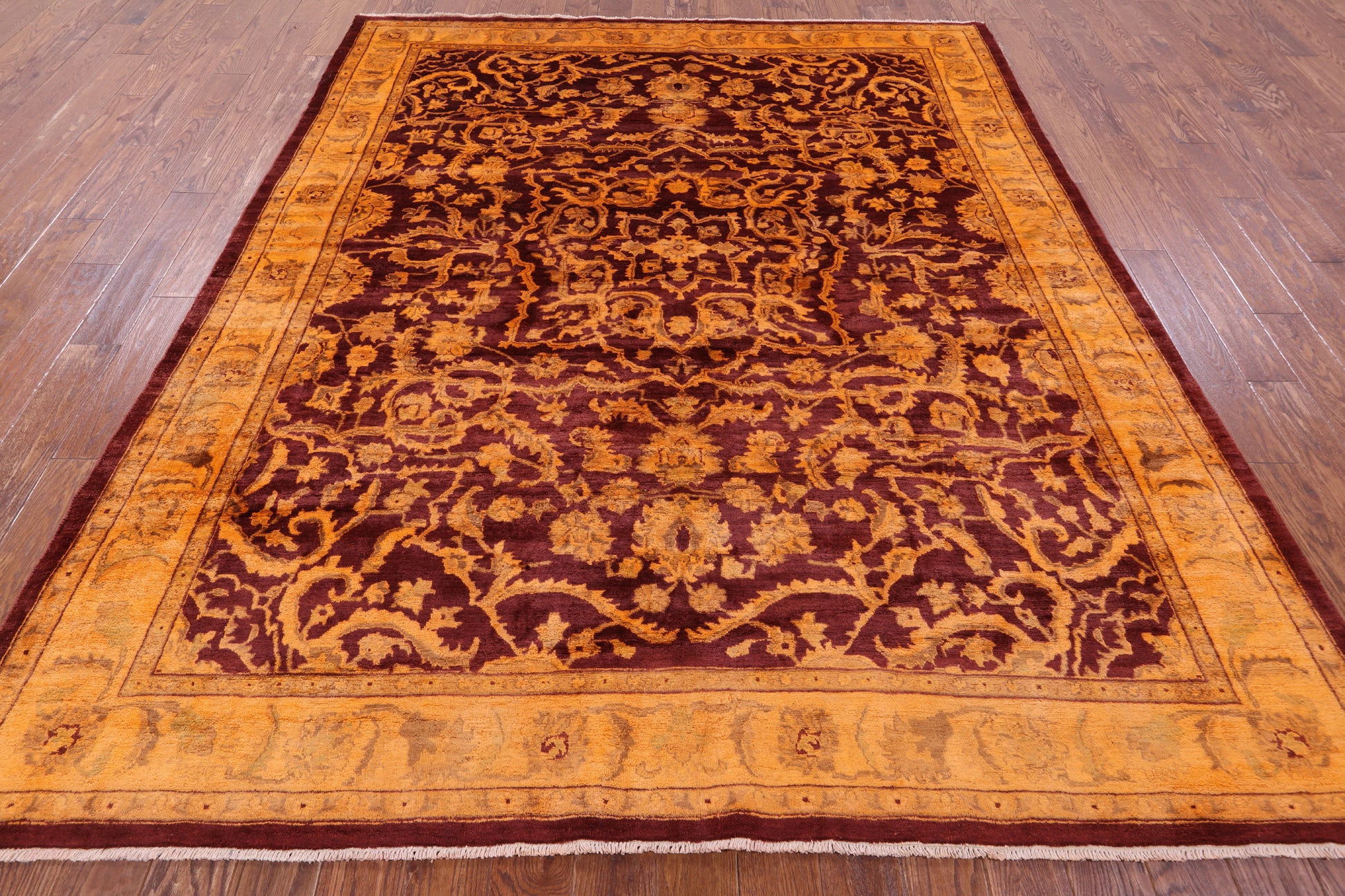 Full Pile Overdyed Hand Knotted Wool Rug - 8' 1" X 9' 6" - Golden Nile