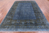 Blue Full Pile Overdyed Hand Knotted Wool Rug - 9' 1" X 11' 10" - Golden Nile
