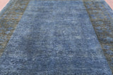 Blue Full Pile Overdyed Hand Knotted Wool Rug - 9' 1" X 11' 10" - Golden Nile