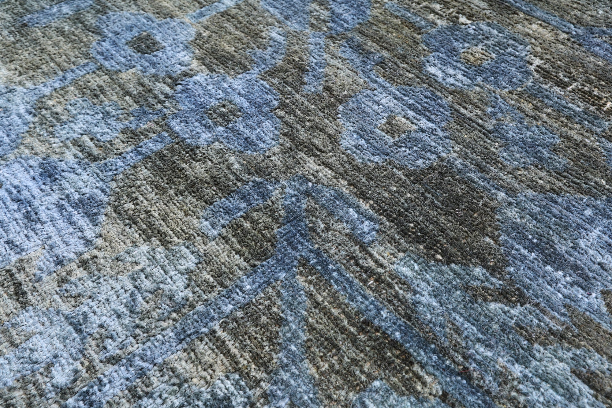 Blue Full Pile Overdyed Hand Knotted Wool Rug - 9' 1" X 11' 10" - Golden Nile