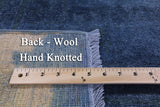 Blue Full Pile Overdyed Handmade Wool Rug - 6' 2" X 9' 2" - Golden Nile