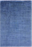 Blue Full Pile Overdyed Handmade Wool Rug - 6' 2" X 9' 2" - Golden Nile