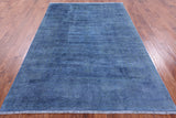Blue Full Pile Overdyed Handmade Wool Rug - 6' 2" X 9' 2" - Golden Nile