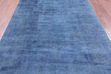Blue Full Pile Overdyed Handmade Wool Rug - 6' 2" X 9' 2" - Golden Nile