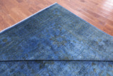 Blue Full Pile Overdyed Handmade Wool Rug - 9' 3" X 11' 9" - Golden Nile