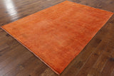 Orange Hand Knotted Overdyed Oriental Rug 6 X 9 - Golden Nile