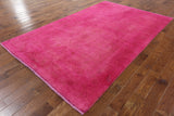 Peshawar Overdyed Handmade Pink Rug 6 X 10 - Golden Nile