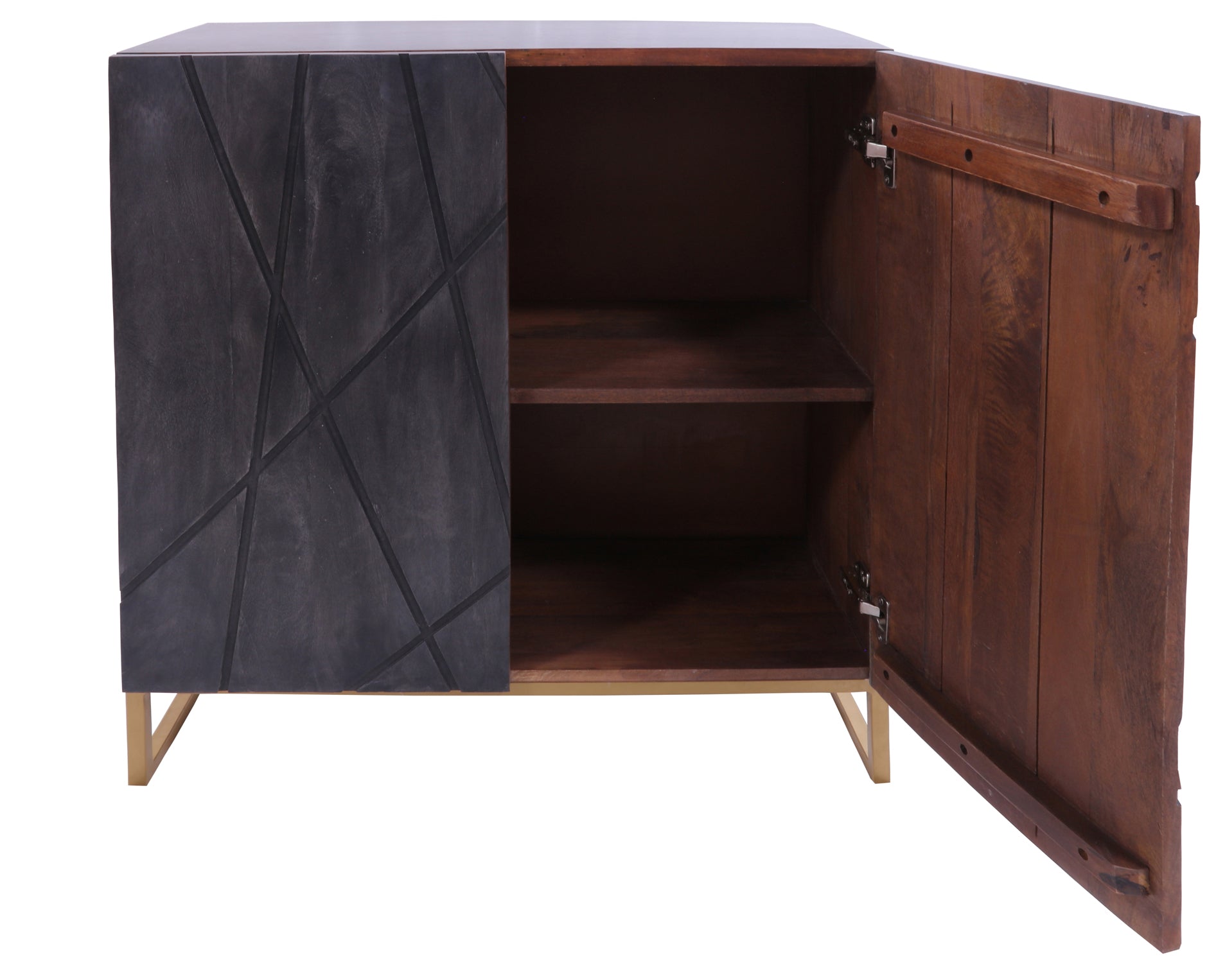 Grey Solid Wood Handcrafted Sideboard 34" - Golden Nile
