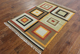 4' X 5' 11" Geometric Kilim Area Rug - Golden Nile