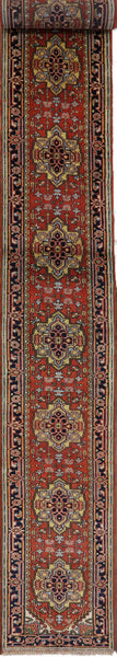 Rust Heriz Serapi Hand Knotted Runner Rug - 2' 6" X 19' 9" - Golden Nile