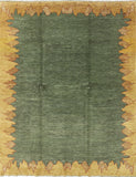 Green Gabbeh Wool Rug 8 X 10 - Golden Nile