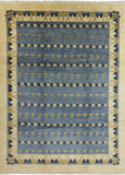 9 X 13 Blue Floral Gabbeh Area Rug - Golden Nile