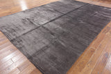 Brown Velvety Shiny Silk Hand Knotted Area Rug 10 X 14 - Golden Nile
