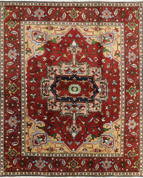 Red Heriz Serapi Oriental Wool Rug 8 X 10 - Golden Nile
