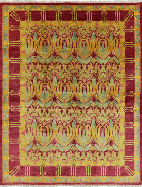 Suzani Hand Knotted Wool Area Rug 8 X 10 - Golden Nile