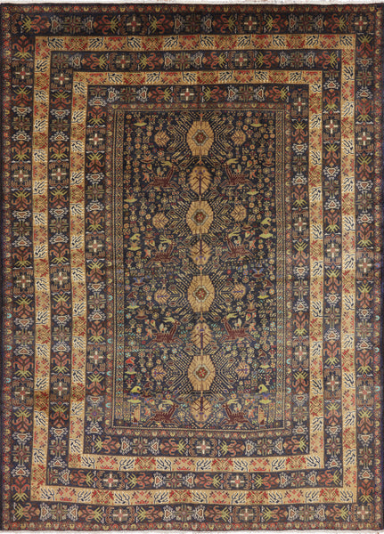Oriental Afghan Wool On Wool Rug 7 X 10 - Golden Nile