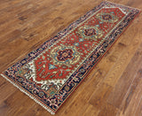 Hand Knotted 3 X 8 Traditional Heriz Runner Area Rug - Golden Nile
