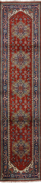 Heriz Serapi Hand Knotted Runner Rug - 2' 7" X 11' 10" - Golden Nile