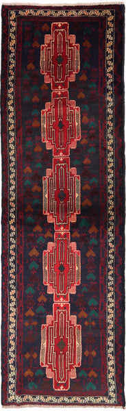Wool On Wool Oriental Baluch 3 X 9 Runner Rug - Golden Nile