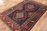 4 X 6 Blue Wool On Wool Hand Knotted Persian Rug - Golden Nile