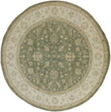 Oriental Peshawar 8' Round Hand Knotted Area Rug - Golden Nile