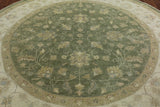 Oriental Peshawar 8' Round Hand Knotted Area Rug - Golden Nile