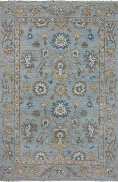 4 x 6 Blue Oriental Oushak Area Rug - Golden Nile