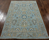 4 x 6 Blue Oriental Oushak Area Rug - Golden Nile