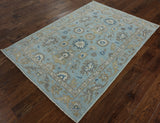 4 x 6 Blue Oriental Oushak Area Rug - Golden Nile