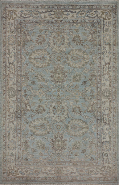 4 x 6 Oriental Blue Oushak Area Rug - Golden Nile