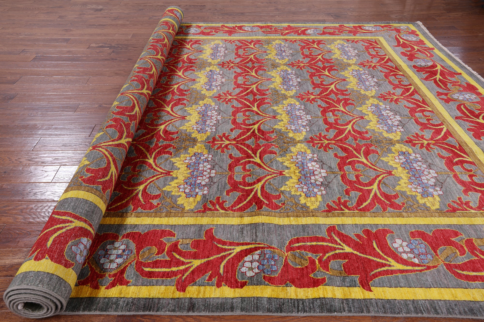 William Morris Hand Knotted Wool Area Rug - 9' 10" X 13' 7" - Golden Nile