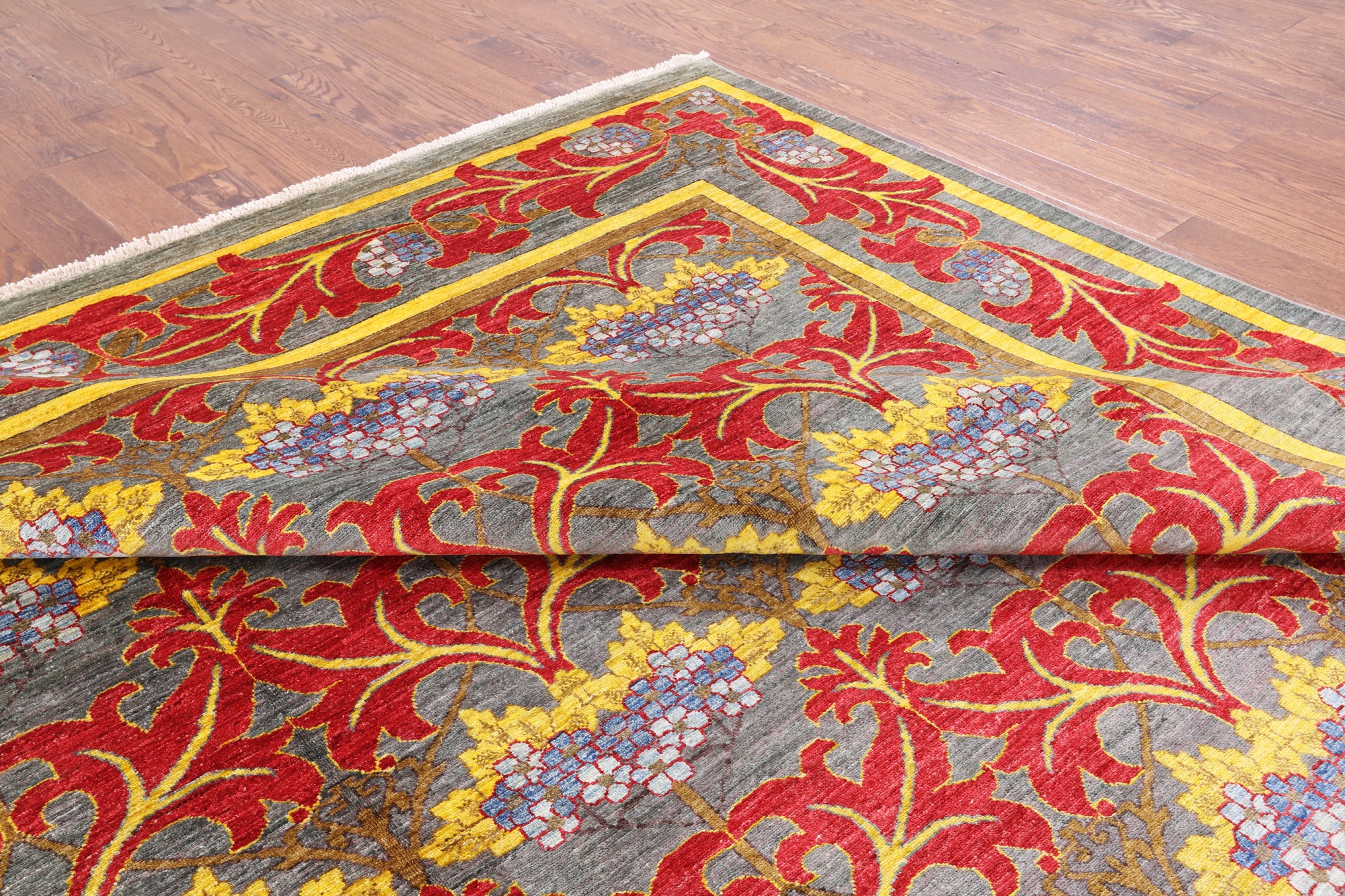 William Morris Hand Knotted Wool Area Rug - 9' 10" X 13' 7" - Golden Nile