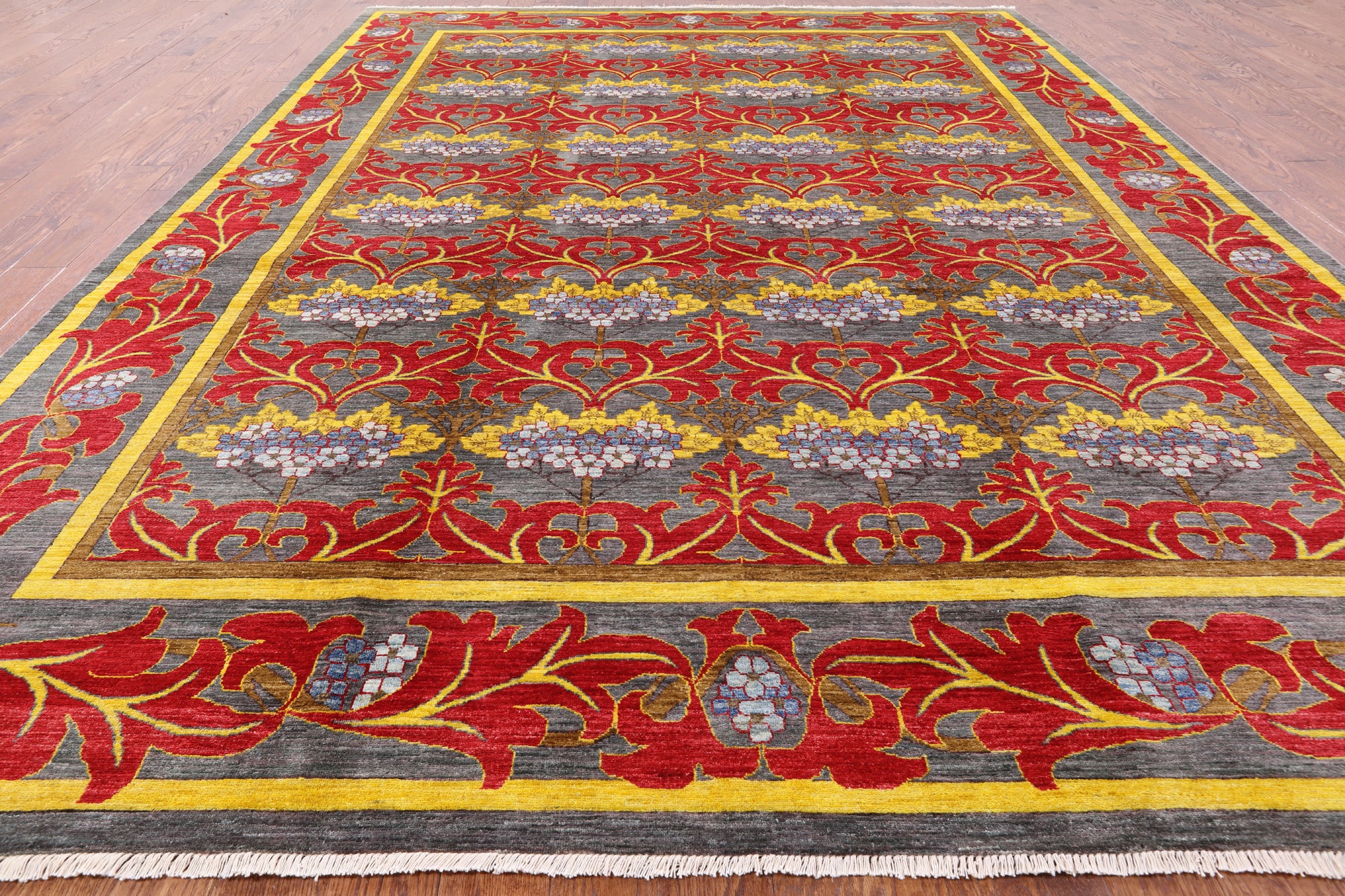 William Morris Hand Knotted Wool Area Rug - 9' 10" X 13' 7" - Golden Nile