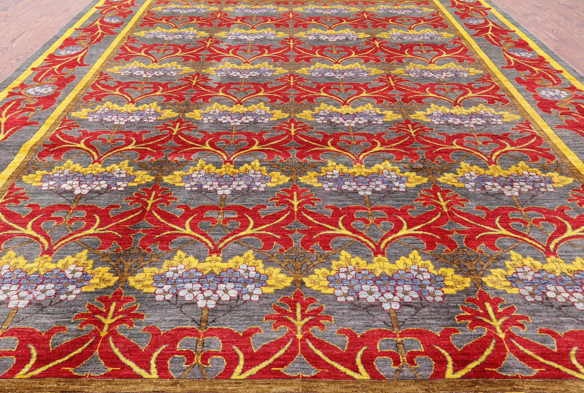 William Morris Hand Knotted Wool Area Rug - 9' 10" X 13' 7" - Golden Nile